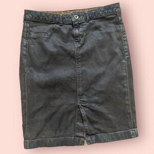 banana republic brown waxed denim pencil skirt